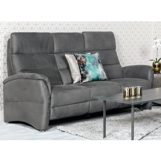 Oslo Fabric Upholstered Fixed 3 Seater Sofa In Grey Furniture in Fashion