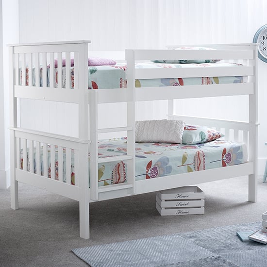 Read more about Oslo wooden quadruple small double bunk bed in white