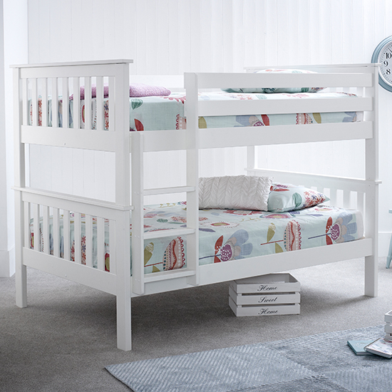 Product photograph of Oslo Wooden Quadruple Small Double Bunk Bed In White from Furniture in Fashion