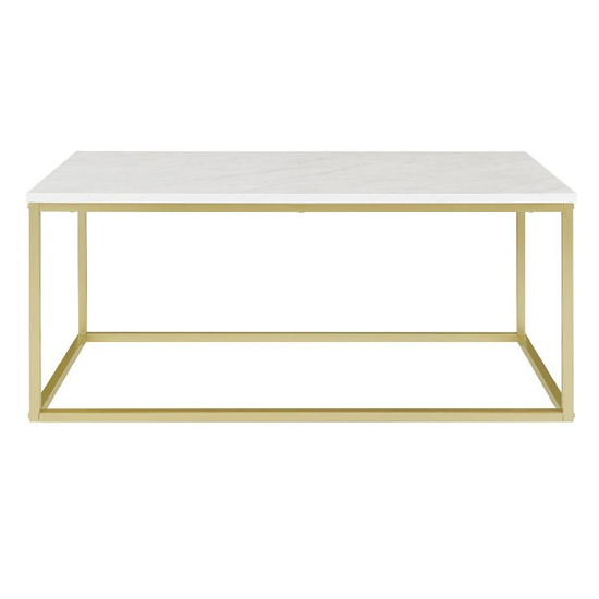 Oslo White Marble Effect Coffee Table With Gold Metal Frame Furniture