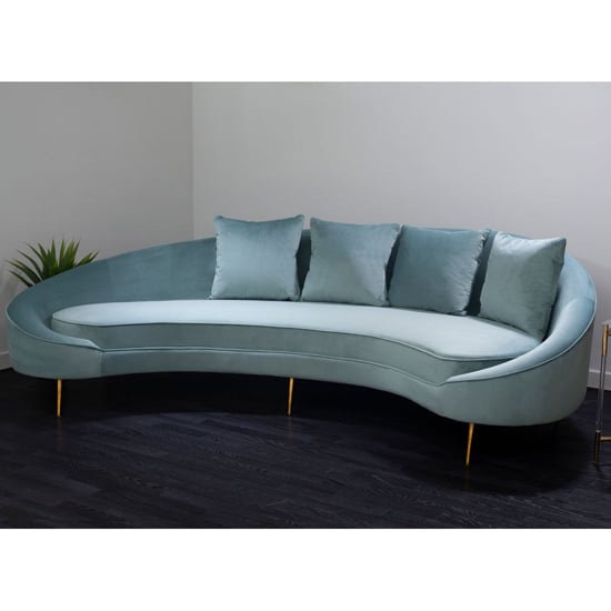 Product photograph of Osmodin Upholstered Velvet 4 Seater Sofa In Light Blue from Furniture in Fashion