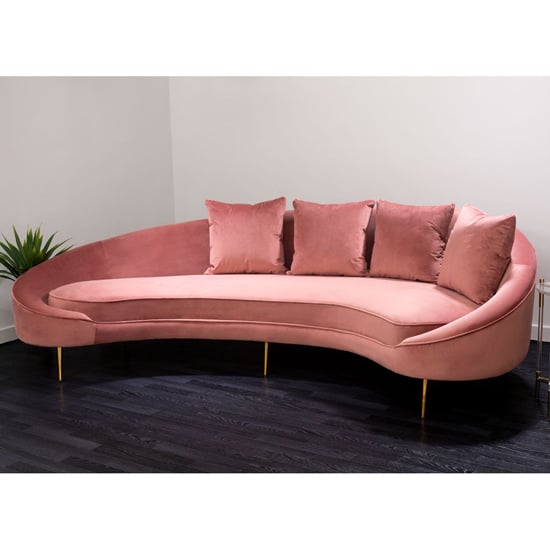 Product photograph of Osmodin Upholstered Velvet 4 Seater Sofa In Salmon Pink from Furniture in Fashion