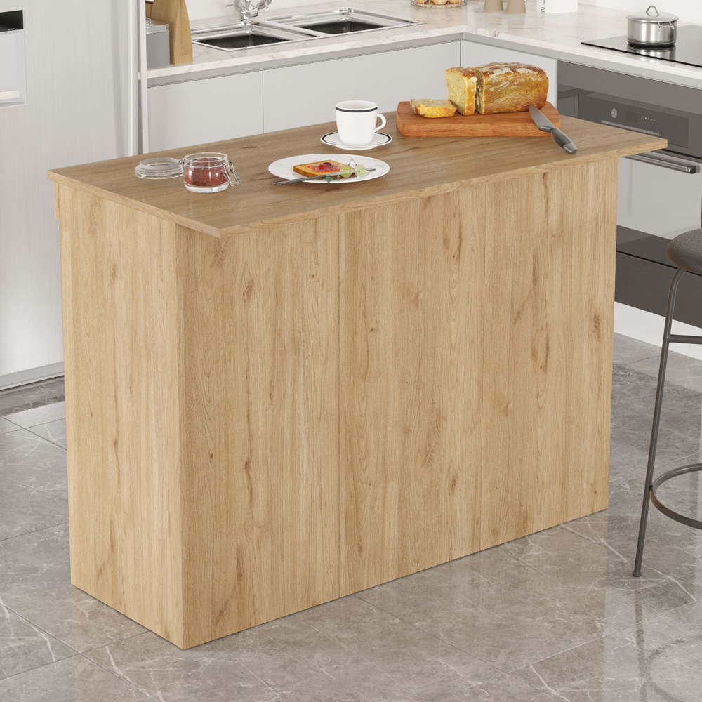 Ossaro Wooden Kitchen Bar Table in Oak
