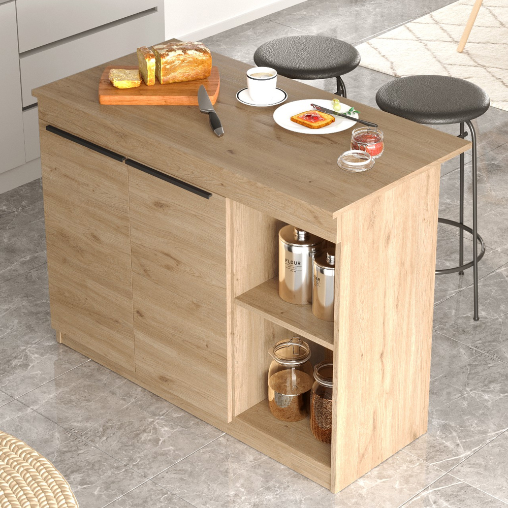 Ossaro Wooden Kitchen Bar Table in Oak