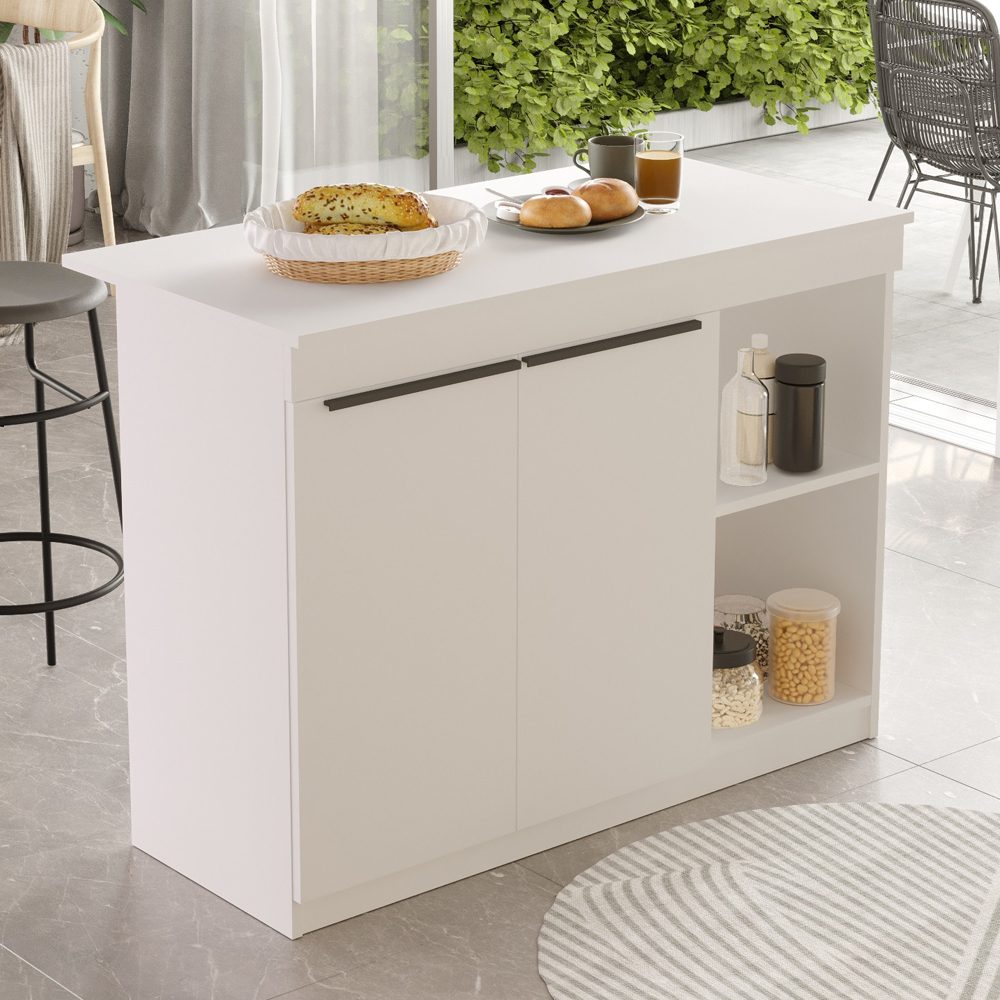 Ossaro Wooden Kitchen Bar Table in White