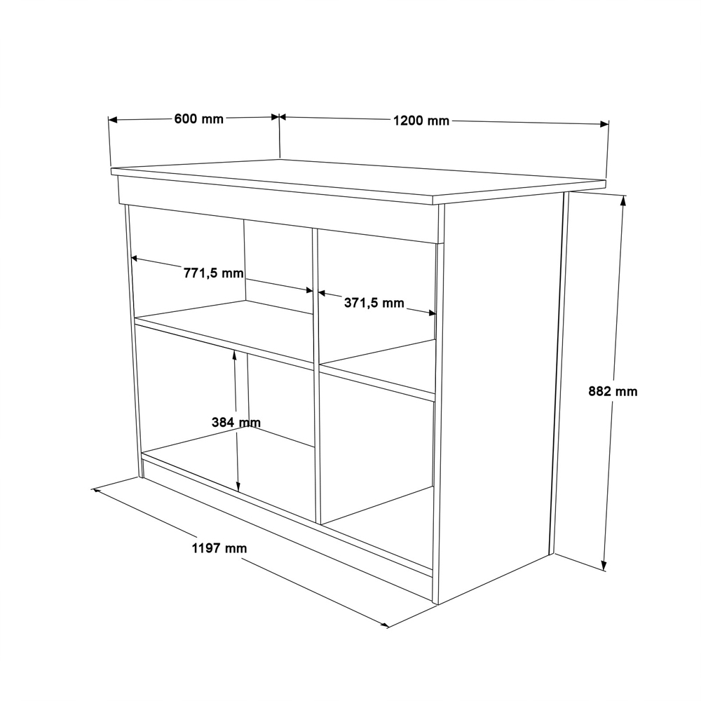Ossaro Wooden Kitchen Bar Table in White