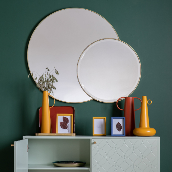 Product photograph of Ostara Circular Wall Mirror In Champagne Frame from Furniture in Fashion