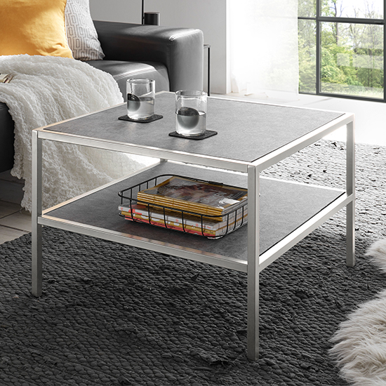 Ostend Square Ceramic Coffee Table In Grey With Shelf_1