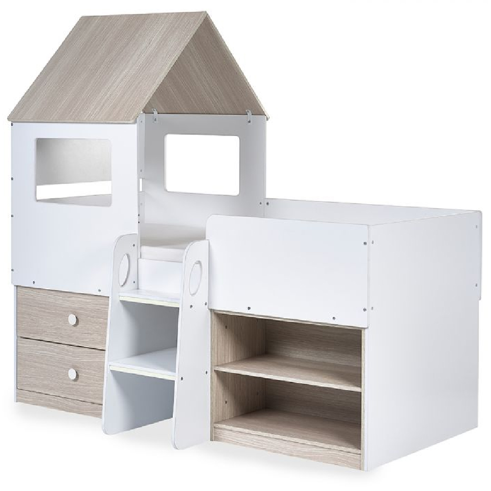 Ostend Wooden Mid Sleeper Children Bed In Pale And White