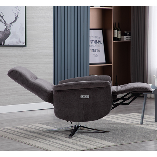 Osterley Fabric Electric Swivel Recliner Chair In Flint