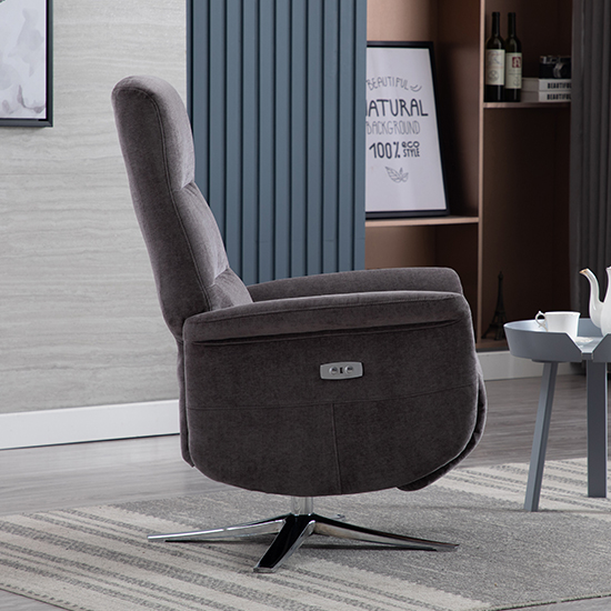 Osterley Fabric Electric Swivel Recliner Chair In Flint FiF