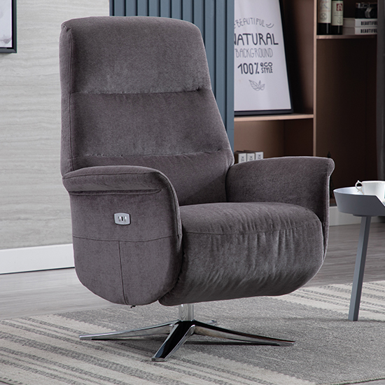 Osterley Fabric Electric Swivel Recliner Chair In Flint FiF