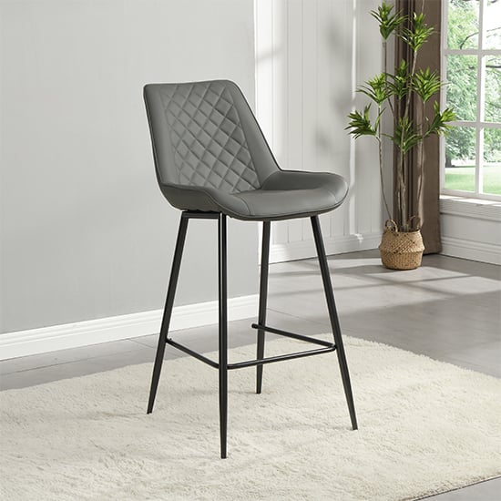 Read more about Oston faux leather bar chair in grey with anthracite legs