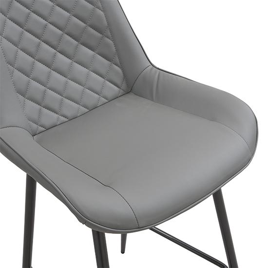 Oston Grey Faux Leather Bar Chairs With Anthracite Legs In Pair