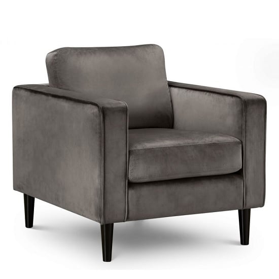 Hachi Armchair In Grey Velvet With Wooden Legs_2