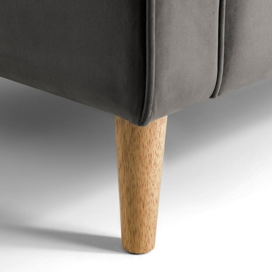 Hachi 2 Seater Sofa In Grey Velvet With Wooden Legs_3