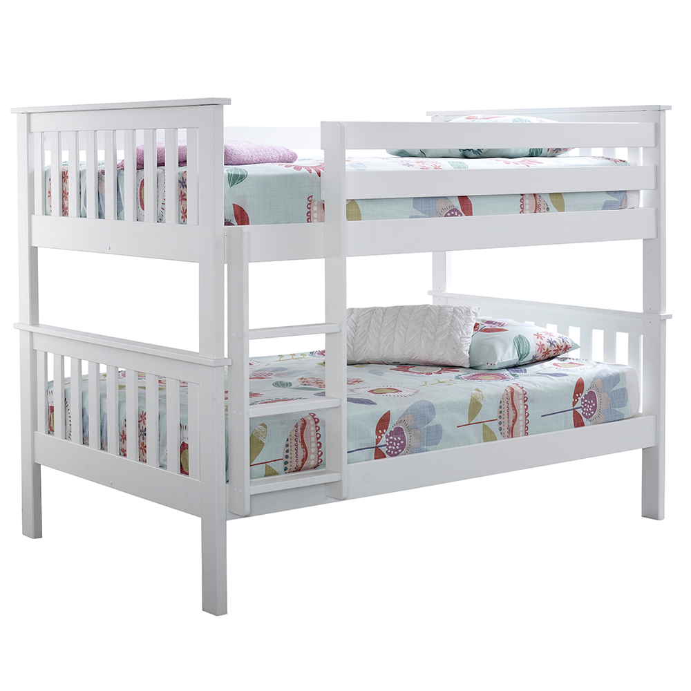 Oswego Wooden Bunk Bed With Ladder In White