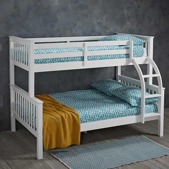 Oswestry Wooden Triple Sleeper Bunk Bed In Solid Off White Furniture
