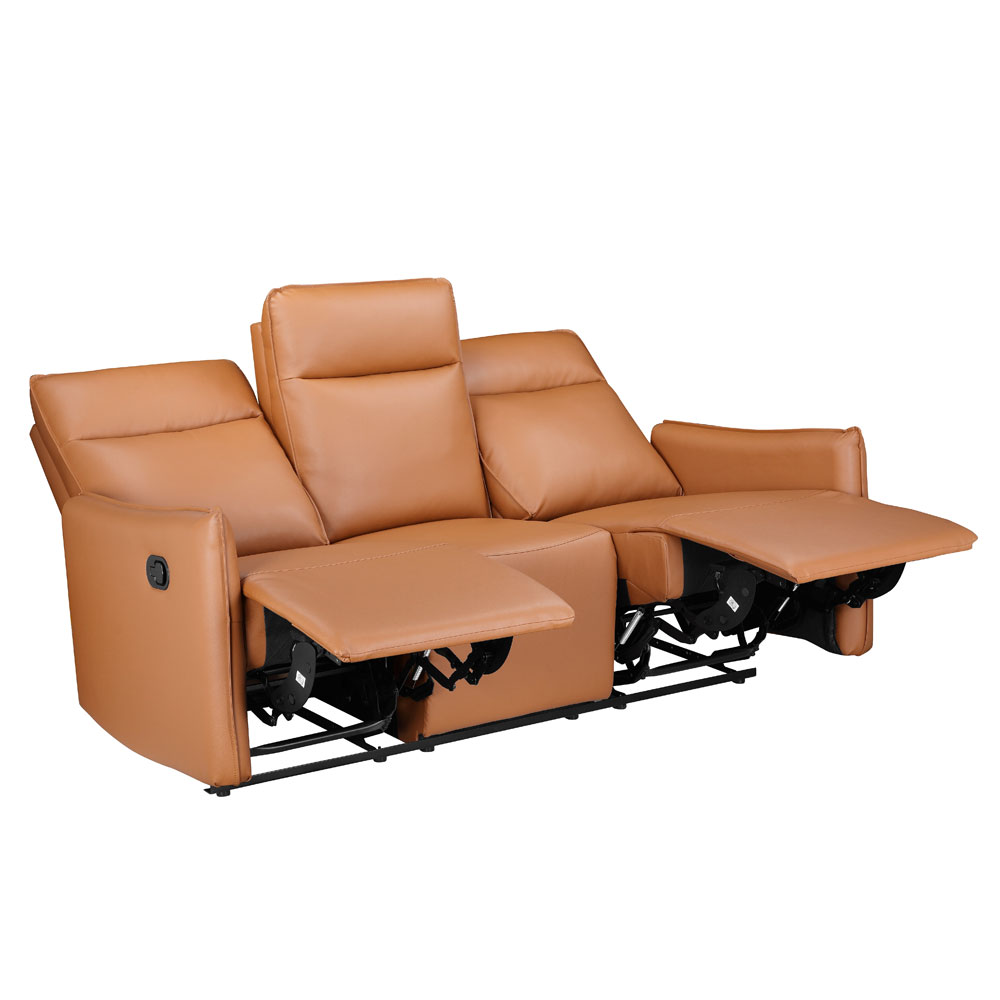 Otharo PU Leather 3 Seater Sofa in Cognac Brown