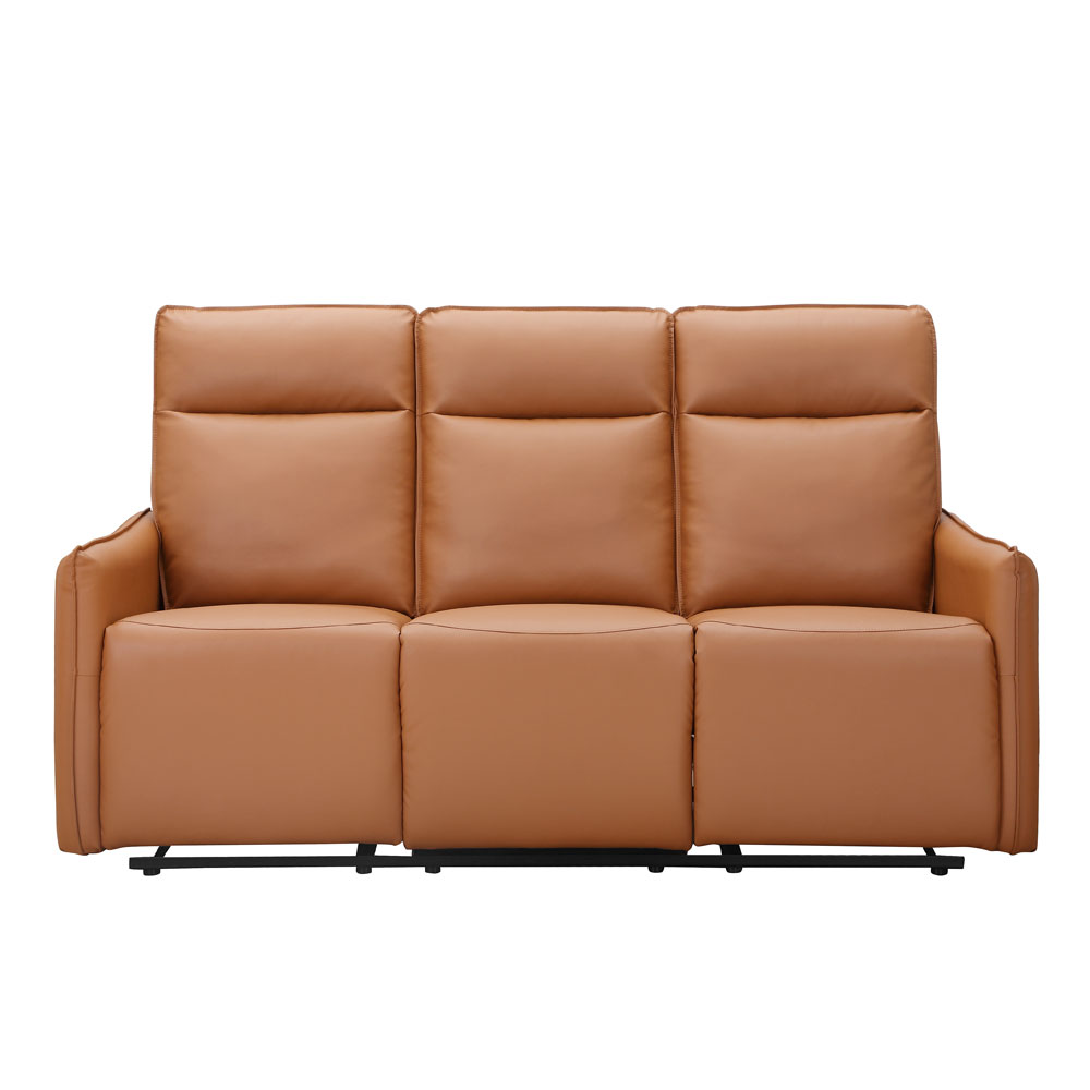 Otharo PU Leather 3 Seater Sofa in Cognac Brown