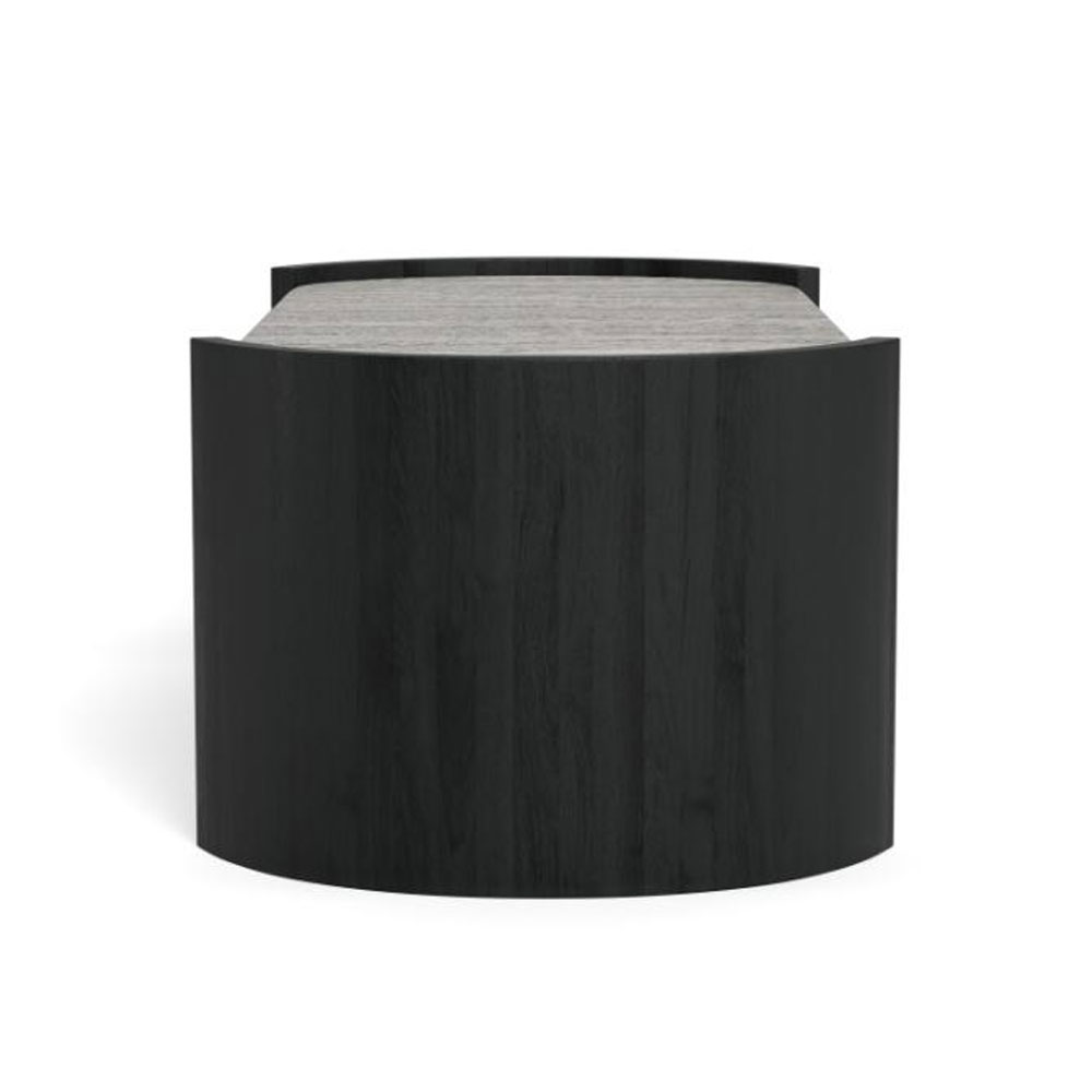 Othira Oval Grey Morchana Polished Marble Top Coffee Table with Sandblasted Base