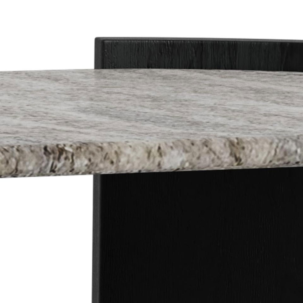 Othira Oval Grey Morchana Polished Marble Top Coffee Table with Sandblasted Base