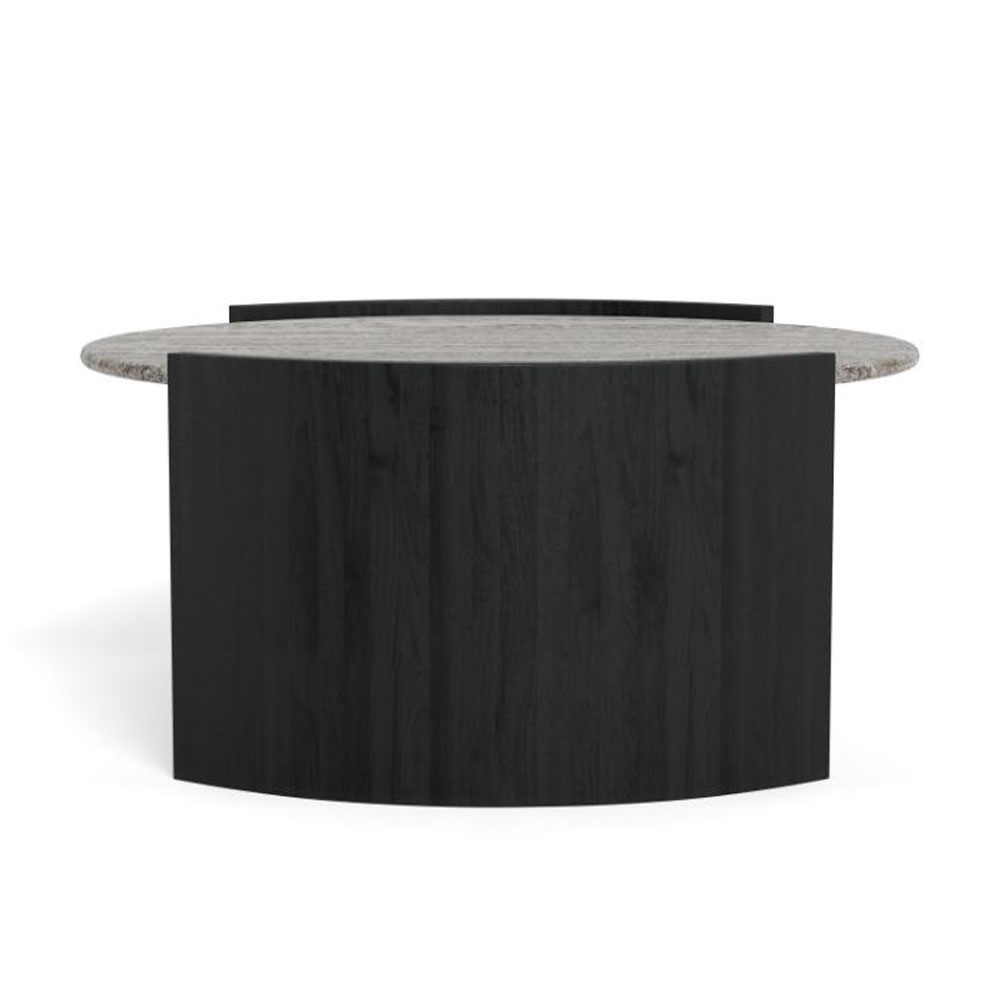 Othira Round Grey Morchana Polished Marble Top Coffee Table with Sandblasted Base