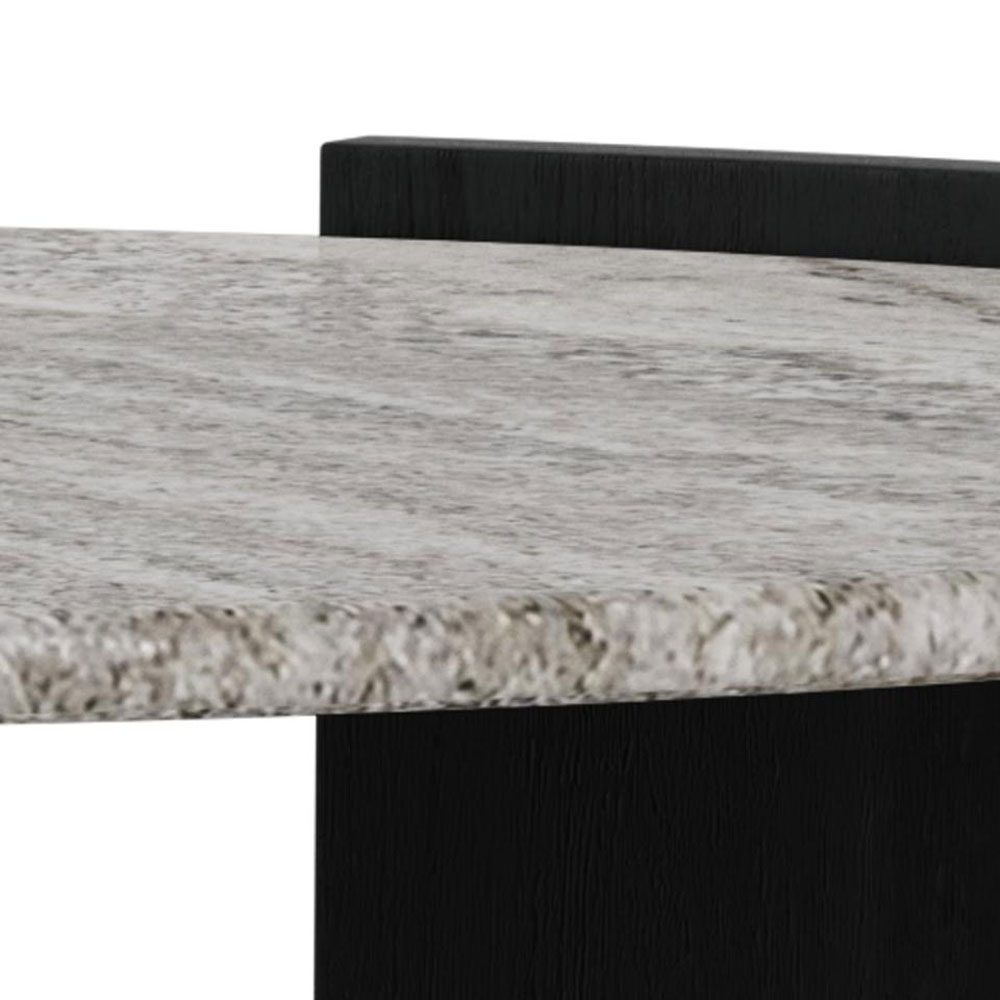 Othira Round Grey Morchana Polished Marble Top Coffee Table with Sandblasted Base