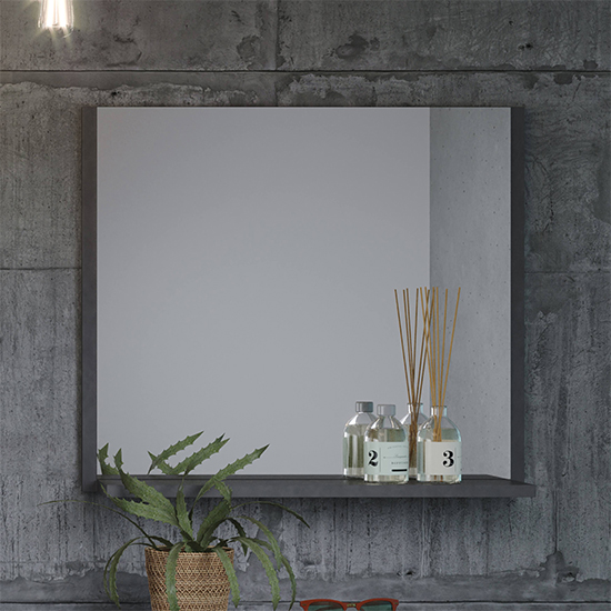 Photo of Otis wall mirror with shelf in matera wooden frame