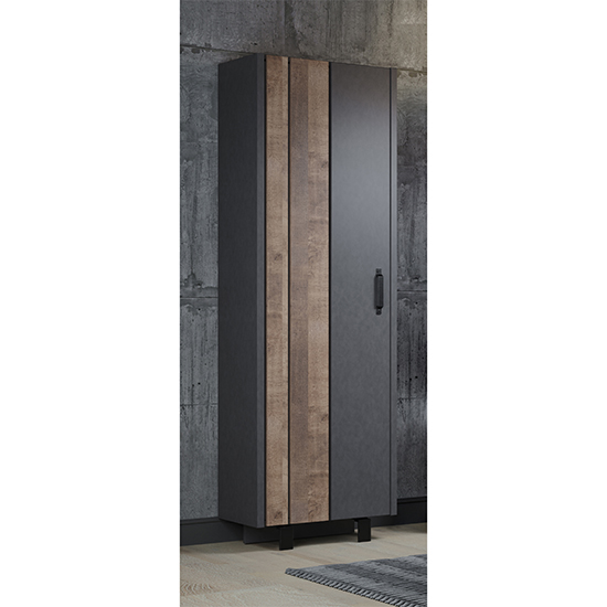 Otis Wooden 1 Door Wardrobe In Matera And Tobacco Brown Oak thumbnail