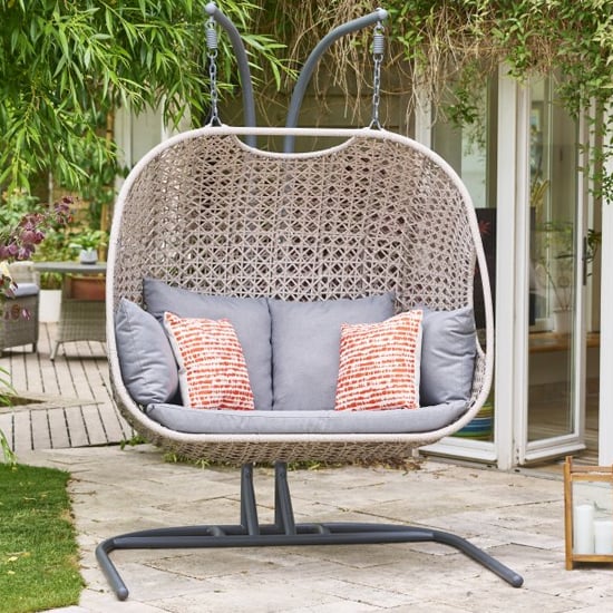 Product photograph of Otka Outdoor Double Egg Chair In Grey from Furniture in Fashion