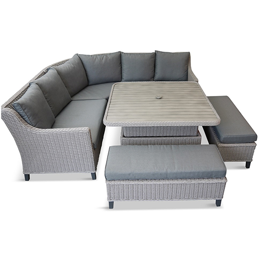 Photo of Otka large lounge dining set with adjustable table in grey