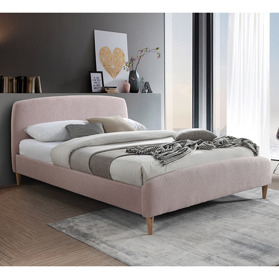 Read more about Otley teddy bear fabric king size bed in blush pink