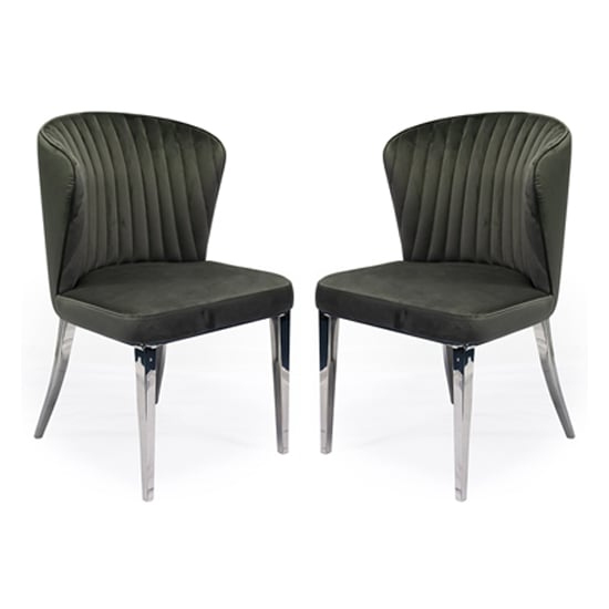Ottava Grey Velvet Dining Chairs With Metal Legs In Pair_Discontinued