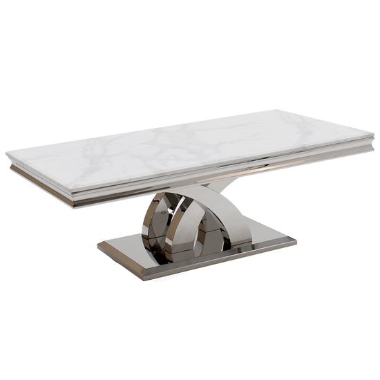 Read more about Ottava marble coffee table with metal base in bone white
