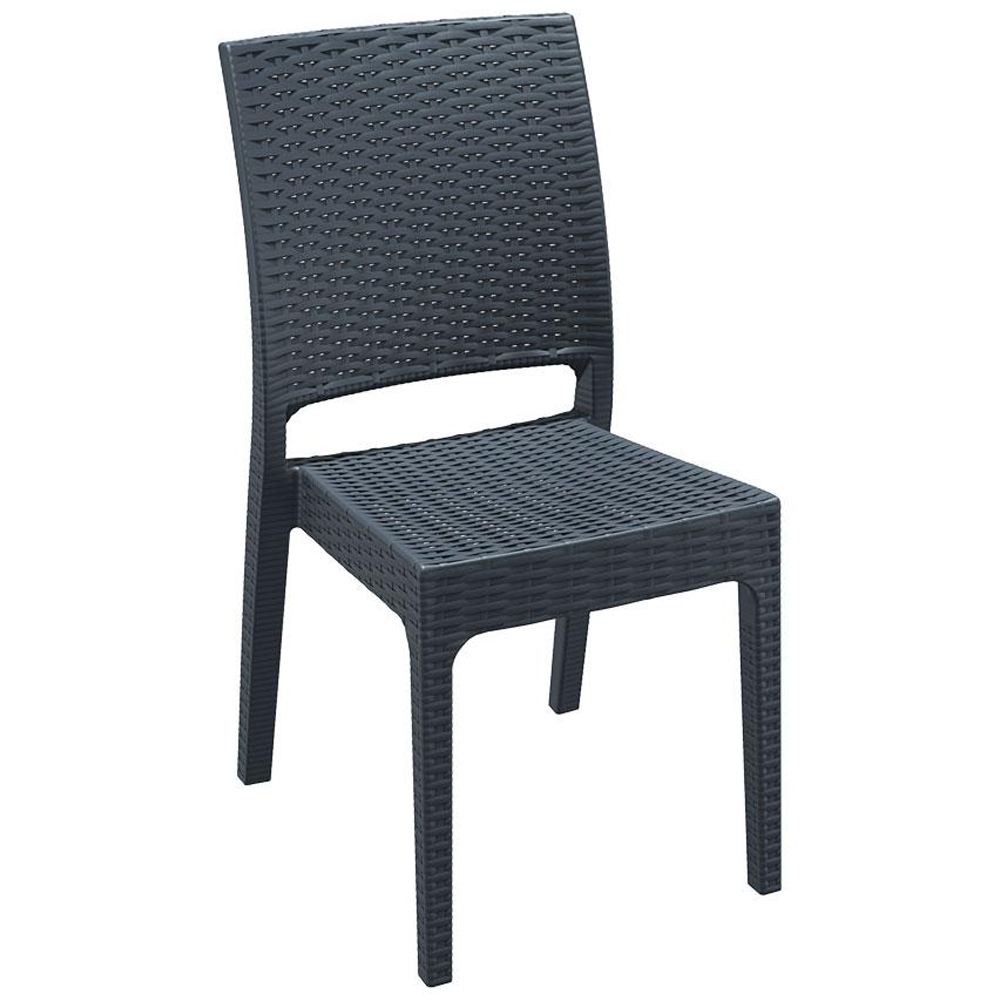Ottawa Black Rattan Dining Table With Fishkill 4 Chairs In Dark Grey