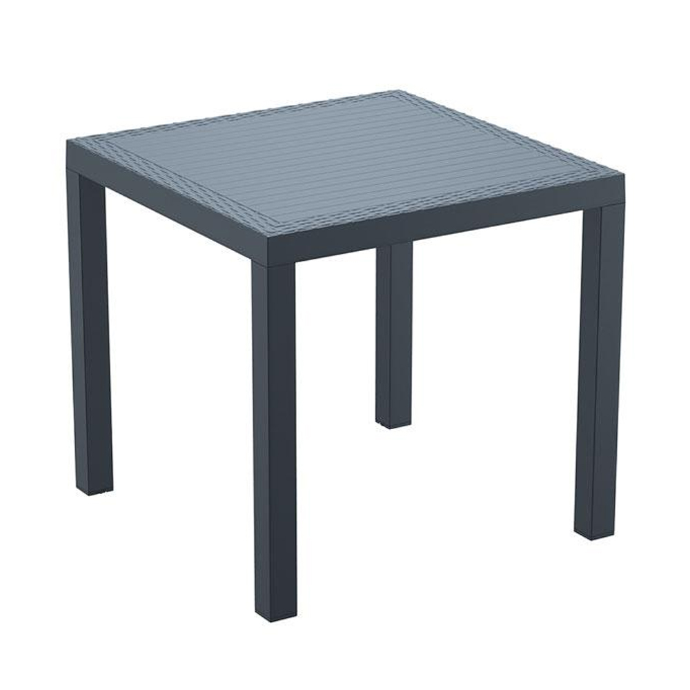 Ottawa Black Rattan Dining Table With Fishkill 4 Chairs In Dark Grey