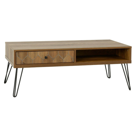 Read more about Otelia wooden coffee table in medium oak effect and black