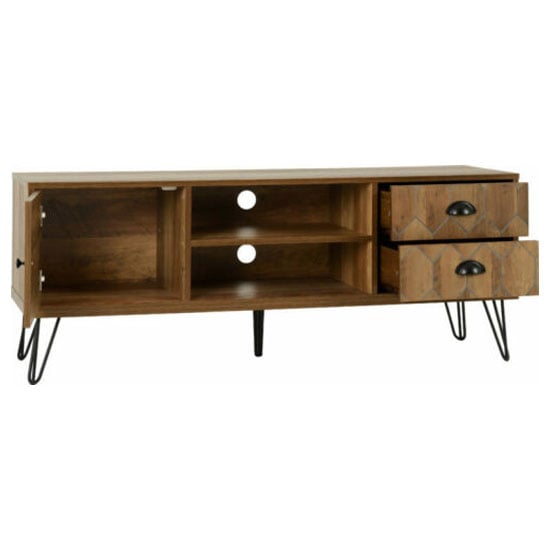 Otelia Wooden TV Unit In Medium Oak Effect And Black