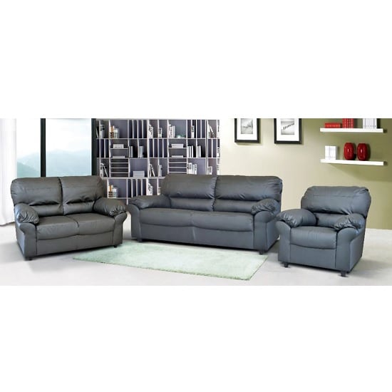 Ottawa Sofa Set In Faux Leather With Dark Feet 31092 Ottawa Sofa Set In Faux Leather With Dark Feet