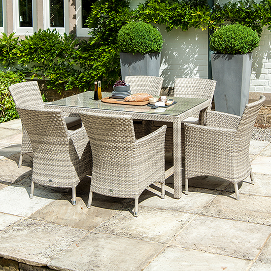 Ottery Outdoor 1350mm Glass Top Dining Table In Pearl Furniture in