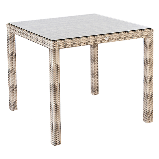 Product photograph of Ottery Outdoor Fiji 810mm Glass Top Dining Table In Pearl from Furniture in Fashion