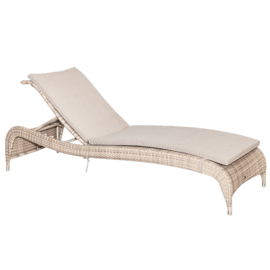 Ottery Outdoor Fiji Adjustable Sun Bed With Cushion In Pearl