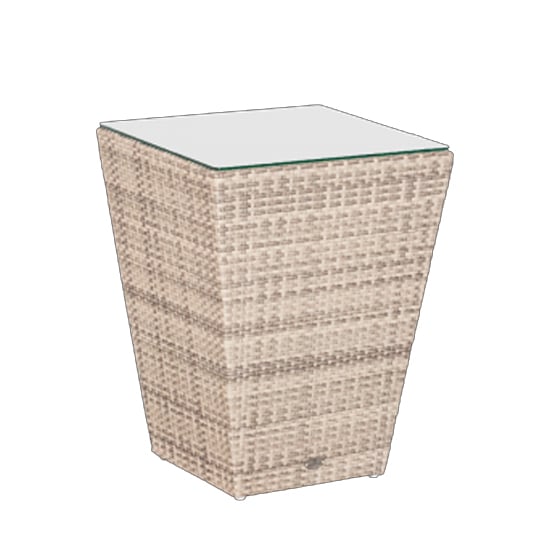 Read more about Ottery outdoor maldives clear glass top side table in pearl