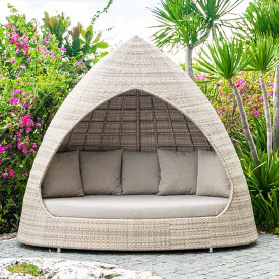 Product photograph of Ottery Outdoor Relaxing Hut With Cushion In Pearl from Furniture in Fashion