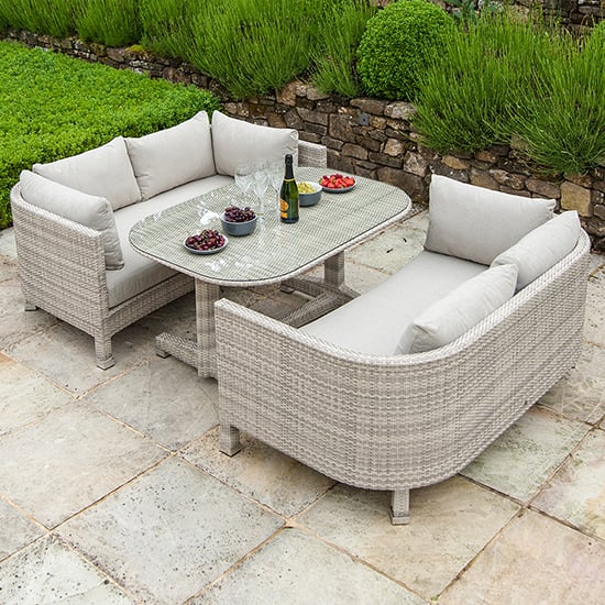 Photo of Ottery outdoor sunset lounge set with cushion in pearl