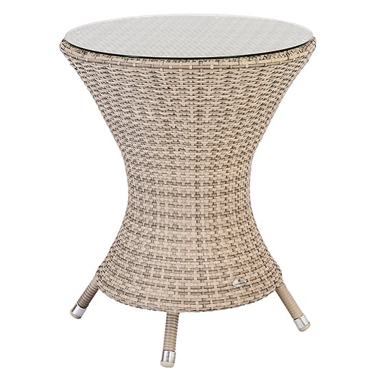 Photo of Ottery outdoor wave 600mm glass top bistro table in pearl