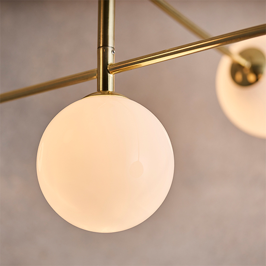 Otto 5 Lights Glass Semi Flush Ceiling Light In Brushed Brass