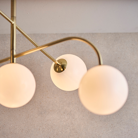 Otto 5 Lights Glass Semi Flush Ceiling Light In Brushed Brass