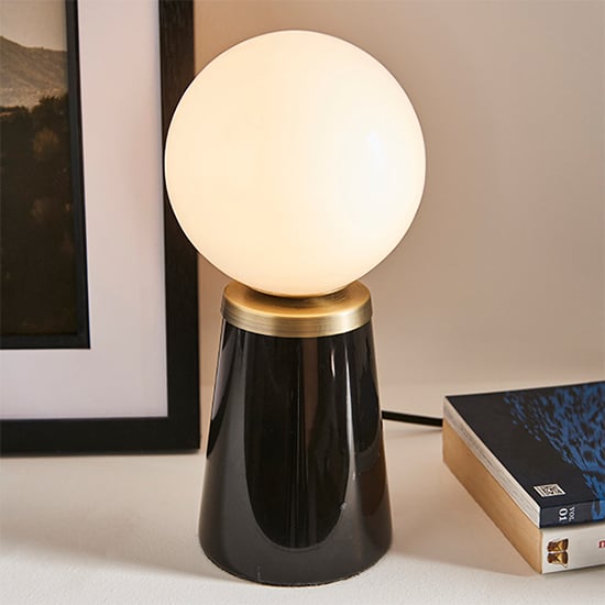 Read more about Otto gloss opal glass table lamp with black marble base